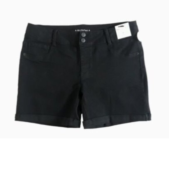 Arizona Womens Shorts Plus Size 16.5 W32.5 cuffed Hem Stretch MIDI Black - Picture 1 of 8